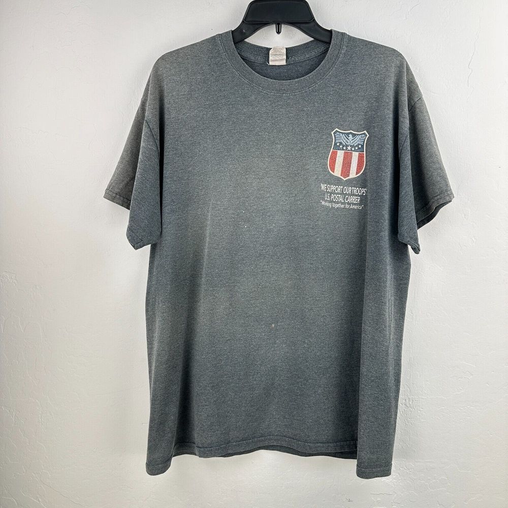 Gildan Tshirt Mens Large Gray Red US‎ Postal Worker Short Sleeve Tee